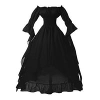 PXiakgy ženska visoka maha haljina na lisnati rukav na ramenu za ženske haljine haljine crne s