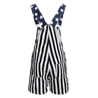 Plus size Jumpsuits za žene Muška američka nezavisnost Dan zastava Sportske Camisole Hlače Romper Black