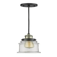 Kanton Crni antikni mesing Six LED mini privjesak sa čistom zvono-staklenom i crnom kablom