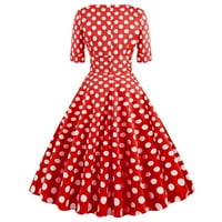 Lolmot Womens 1950S retro koktel zabava Swing haljina kratkih rukava V-izrez Polka tat boja blok Audrey