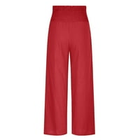 Yievit Palazzo pantalone za žene Dressy XL Crveno čišćenje Ženski povremeni tanki visoki elastični struk