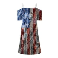 Tkinga modna dana nezavisnost Ženska ležerna haljina za ispis Vrat s ramena kratkih rukava Mini plaža