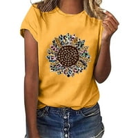 Ženska suncokret ljeto majica plus veličina labava bluza vrhova djevojka kratki rukav grafički casual