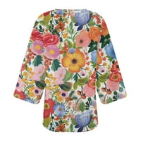 Ženske kardigance cvjetno tiskovina tri četvrtine rukava kimono labava pokrov up bluza vrhovi kardiganci
