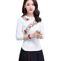 Ženska kineska cvjetna košulja za vez bluza mandarina Etnički vrhovi