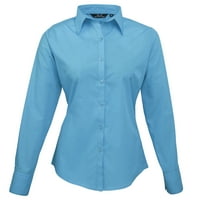 Premier Womens Poplin Bluse s dugim rukavom obična radna majica