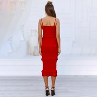 Ženska Split Maxi elegantna haljina Ležerne prilike pune boje DEEP LINE CALLAR DRESS DRESS DRESS