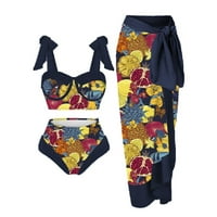 Ženski jedno kupaći kostim s plažom Cover up suknje cvjetni tankini set kupaći odjeće neovisnosti dan
