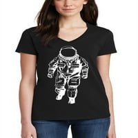 Junior's astronaut crna majica s V-izrezom velika crna