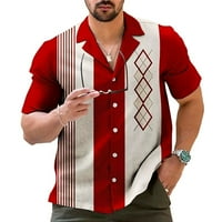 Muški casual vintage košulja za kuglanje retro prugasta gumb s kratkim rukavima niz majice
