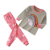 Rovga Boy Outfit Girls Toddler Soft Pajamas Toddler Crtani printira dugi rukav Kid za spavanje
