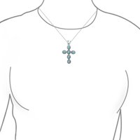 Jugozapadni stil stabilizirani plavi tirkizni konop za konopcu Set Cross Privjesak ogrlica za žene Sterling