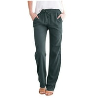 Žene visokog struka teretnih hlača široke noge casual pantalone sa džepovima ravne pantalone