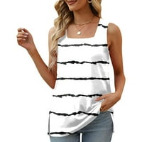 Ljetna rasprodaja Ženska modna casual kvadratna gradijent boja, tiskani majica s kratkim rukavima bez