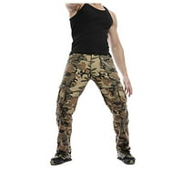 Daqian znojne hlače za muškarce čišćenje muškaraca Multi-džepni gumb Zipper Cargo Hlače Kamuflage Sportske