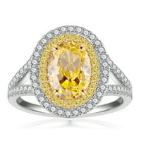 3.2ct žuti draguljni zaručnički prsten srebrni ovalni rez dragušni prsten za vjenčanje za vjenčanje