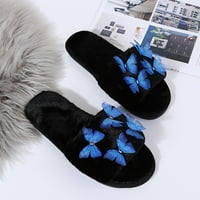 Jesenske i zimske žene ravne cipele s dnom sandale Ležerne prilike leptir vunene papuče vani