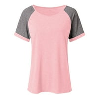 Ženska modna casual labava okrugla vrat kratki rukav majica Žene vrhovi Pink XL