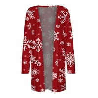 Baycosin Cardigan za žene Lagane casual meko udobne otvorene prednje kapute Božićna zimska odjeća