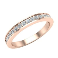 Dijamantni vjenčani pojas podudaranje s tri kamene princeze rezano vjenčani prsten 14k ruža zlato 0.