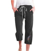 Fardey gromobrani danas ženske pamučne posteljine Capri hlače za grafičke džepove Casual opuštene pantalone