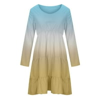 Ljetne haljine za ženske plaže Dugih rukava Tunic O izrez Lood Flowy Swing Mini haljina Žene