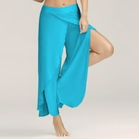 Owordtank ženske joge hlače plus veličine bočnih proreza ruffle dugih labavih širokog noga budne pantalone