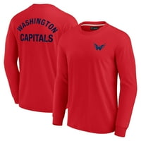 Unizno fanatici potpis Crveni Washington Capitals super meka majica s dugim rukavima