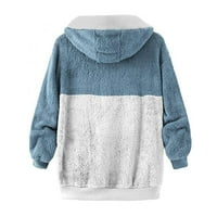 Jeseni džemperi za žene, kardigan Soild s dugim rukavima FAU krzneni kaput plavi