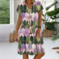 Knqrhpse Ženske haljine Summer Haljine Haljine Colorful Print Casual Kratki modni rukavi Žene kratke