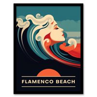 Seaside pozivi Flamenco Beach Portoriko zalaska sunca Žena valova morska sirena ocean umjetnička djela