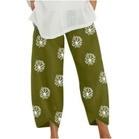 Žene Capri pantalone sa džepovima Summer Casual Lounge Pants Capris Loose Fit Comfy tiskane širine nogu