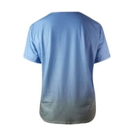 Lyylayray bluza za žene modne žene V-izreženo od tiskanog suncokreta s kratkim rukavima, majica plava
