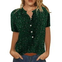 Majice za žene Trendi Summer Summer Ležerne prilike Trendy tiskani TEE Dugme Decline Dame bluze Ženske