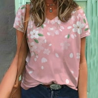 Ženski vrhovi i bluze kratki rukav cvjetni print casual labavi fit ljetni V izrez Osnovne udobne majice
