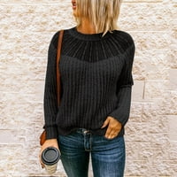 Zunfeo džemper za žene - dugih rukava pletene vrhove čvrsto pulover Crew Crt casual opušteno fit trendi
