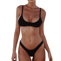 Easery Women Bikinis Dvokrevetna set omotača plus veličine Bikini Top Crna velika