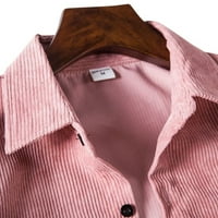 Ertutuyi muške ležerne košulje sa čvrstim košuljem s dugim rukavima nacrtni ovratnik gornji ružičasti