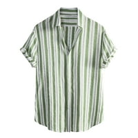 Muške modne majice spuštaju ljeto tiskane gornje košuljom Collar pamuk i posteljina Ležerna košulja