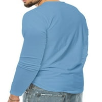Muški vrhovi dugih rukava s majicama Henley izrez majica casual pulover praznična bluza svijetlo plava