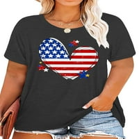 LUMENTO WOOGE majica Američka zastava Majica Kratki rukav Ljetni vrhovi Dame Bohemian Tee Laose Crew