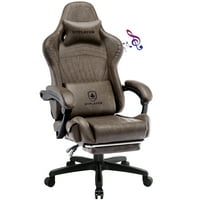 Pro Gaming stolica s nogama, dual bluetooth 5. Zvučnici PVC kožnog naslona, ​​svijetlosmeđa