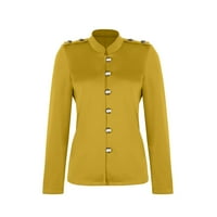 BDFZL Ženske ležerne vrhove Žene pune boje dugih rukava s malim odijelom s kratkim kaputom Top Yellow