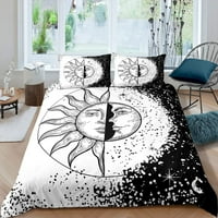 Suncokret cvjetna posteljina set Twin Veličina, print Contforter Crno bijeli apstraktni mliječni krav