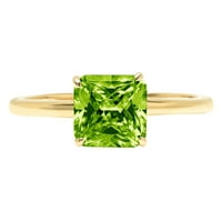 2.5ct Asscher Cut zeleni prirodni peridot 18k žuti zlatni godišnjički zaručnički prsten veličine 9.5