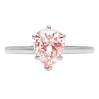 1.5ct kruška ružičasti simulirani dijamant 18k bijelo zlatni godišnjica za angažman prsten veličine
