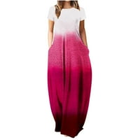 Charella ženska ljetna modna tiskana kratkih rukava okrugli suspender za suspenzije pulover ružičaste,