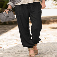 Hlače za žene čipke za hlače Croworly Solid Color Stretch Džebovi za crtanje Casual Hlače S-3XL