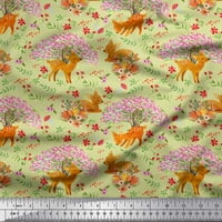 Soimoi Japan Crepe saten tkanine, cvjetni i jelen životinjski otisak tkanine širine