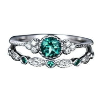 Pgeraug pokloni za žene modni dijamantni prsten par nakit par prstenovi set veličine prsten zvona zelena